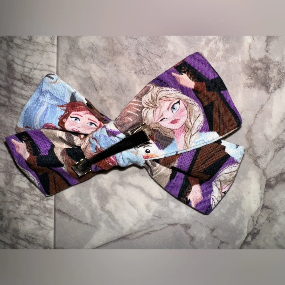 Handmade Disney Frozen Girls Hair Bow Elsa Anna Olaf Fabric Clip